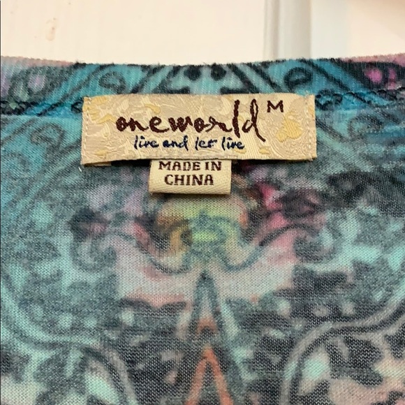 🇺🇸Oneworld mixed color print tee like - Picture 4 of 8